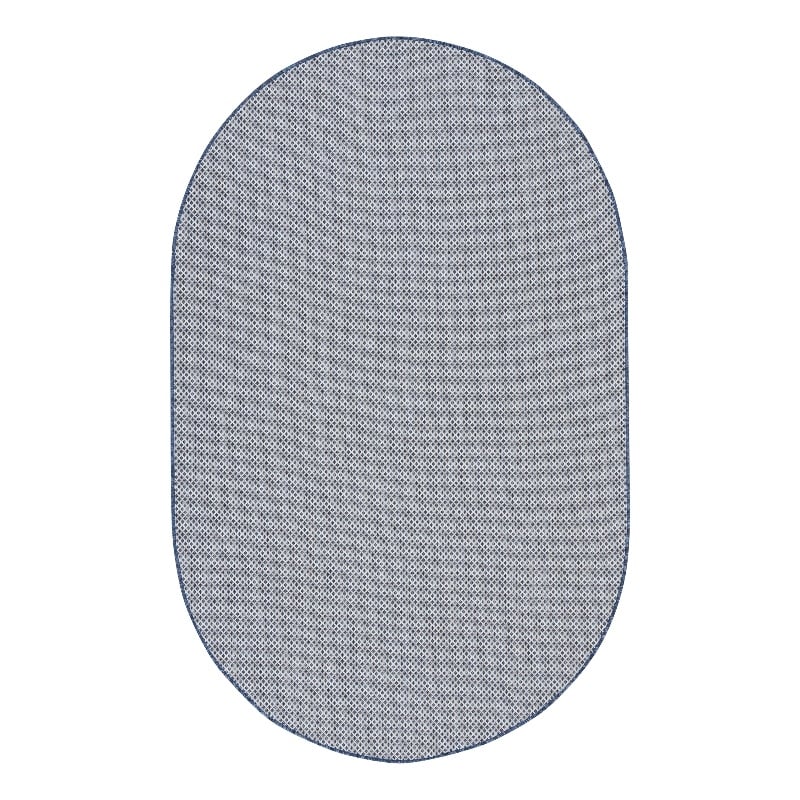 Pemberly Row 5' x 8' Oval Ivory Blue Fabric Modern Area Rug (8' Oval)