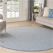 Pemberly Row 8' x Round Ivory Blue Fabric Modern Area Rug (8' Round)