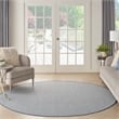 Pemberly Row 8' x Round Ivory Blue Fabric Modern Area Rug (8' Round)