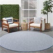 Pemberly Row 8' x Round Ivory Blue Fabric Modern Area Rug (8' Round)