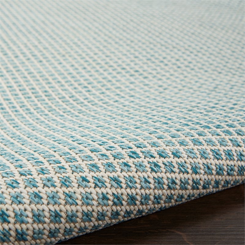 Pemberly Row 4' x Square Ivory Aqua Fabric Modern Area Rug (4' Square)