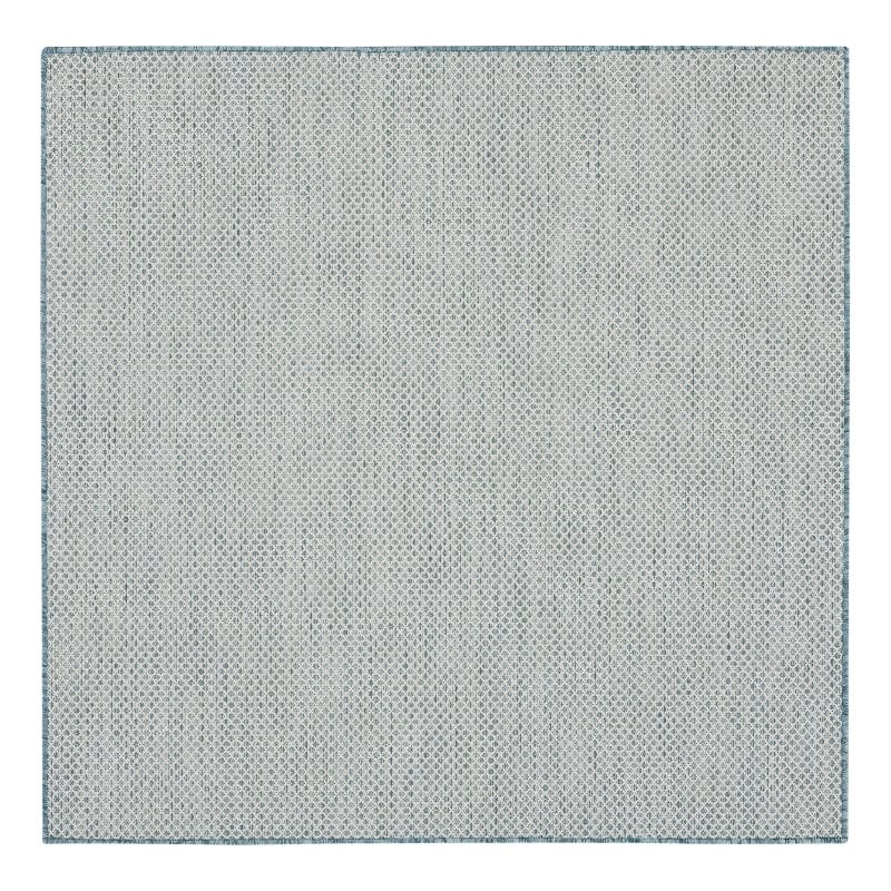 Pemberly Row 4' x Square Ivory Aqua Fabric Modern Area Rug (4' Square)
