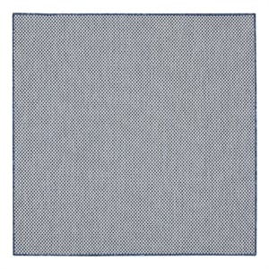 Pemberly Row 4' x Square Ivory Blue Fabric Modern Area Rug (4' Square)