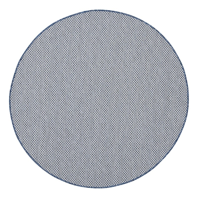 Pemberly Row 5' x Round Ivory Blue Fabric Modern Area Rug (5' Round)