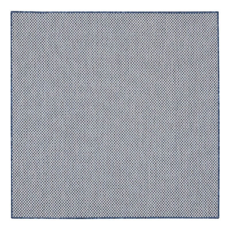 Pemberly Row 5' x Square Ivory Blue Fabric Modern Area Rug (5' Square)