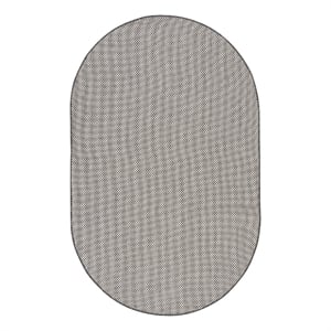 Pemberly Row 5' x 8' Oval Ivory Charcoal Fabric Modern Area Rug (8' Oval)