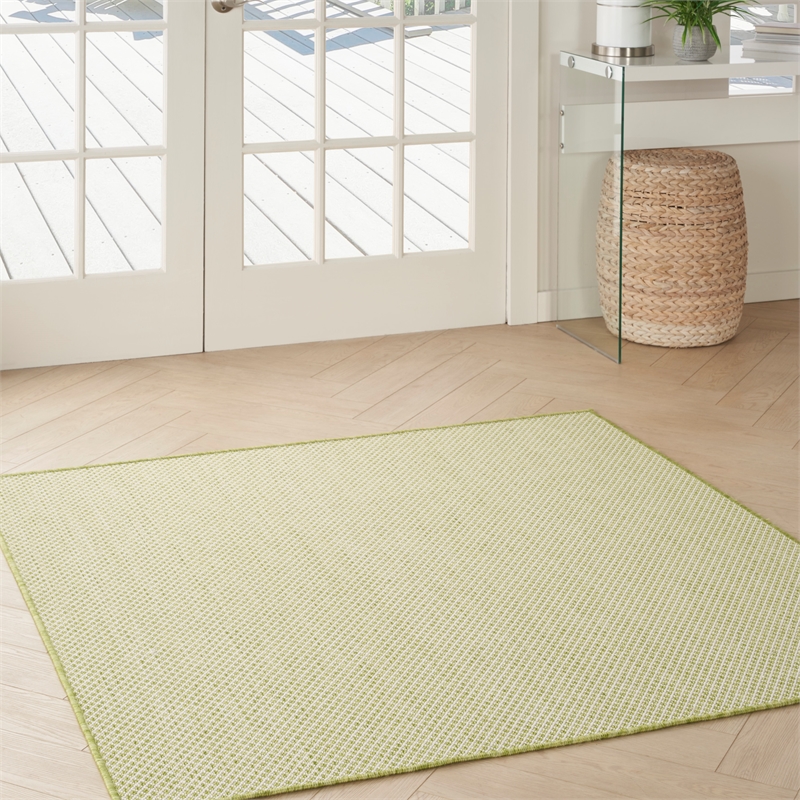 Pemberly Row 4' x Square Ivory Green Fabric Modern Area Rug (4' Square)