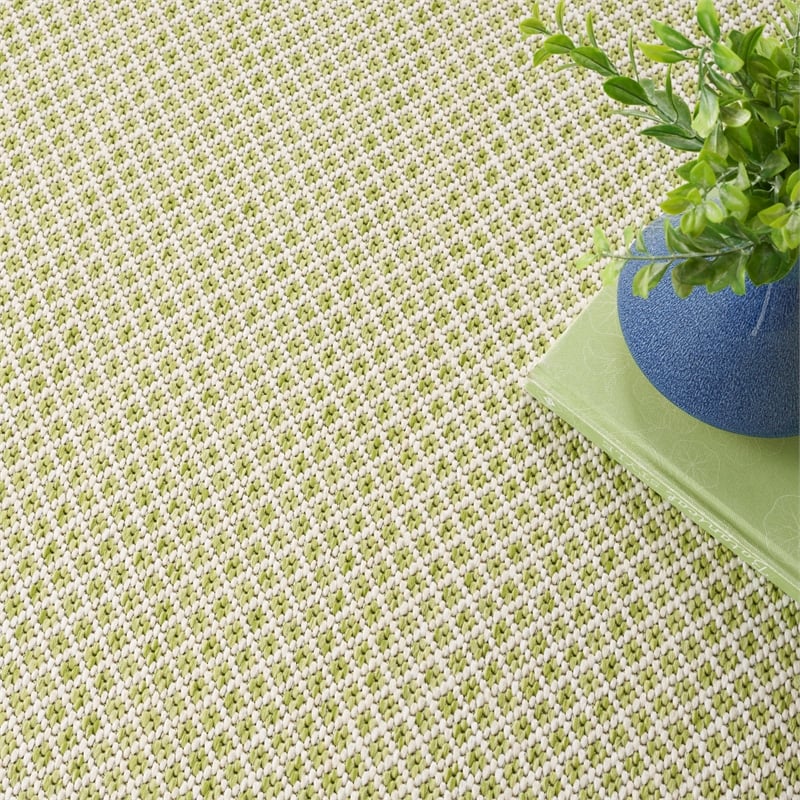 Pemberly Row 4' x Square Ivory Green Fabric Modern Area Rug (4' Square)