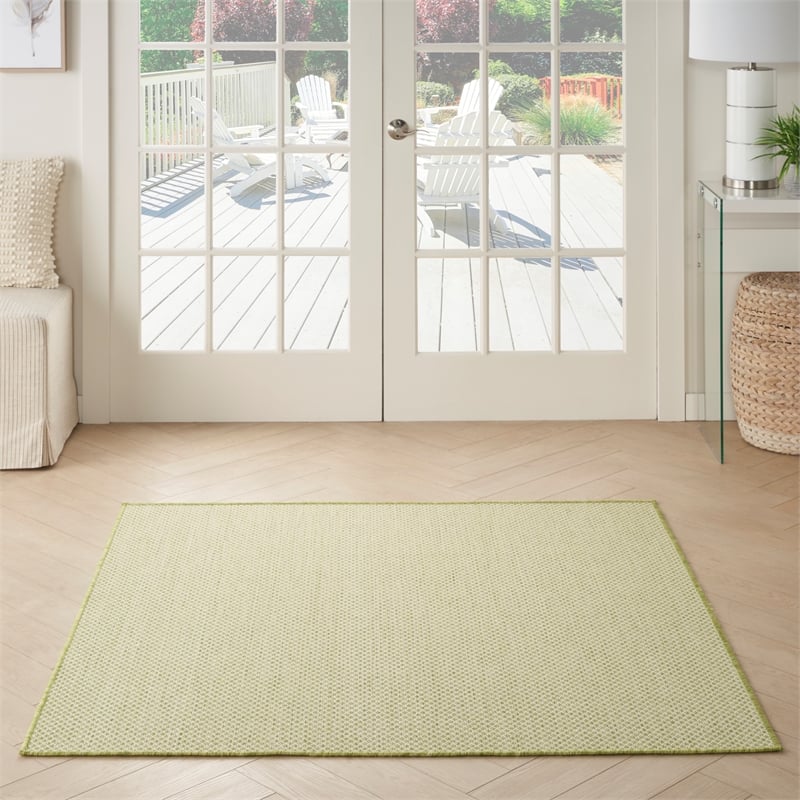 Pemberly Row 4' x Square Ivory Green Fabric Modern Area Rug (4' Square)
