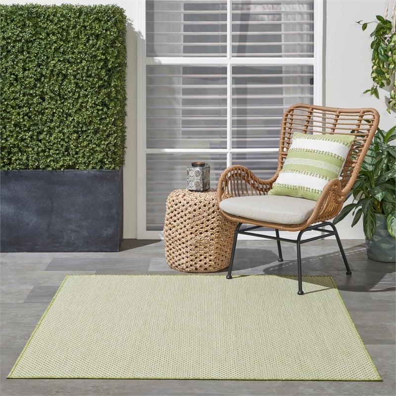 Pemberly Row 4' x Square Ivory Green Fabric Modern Area Rug (4' Square)