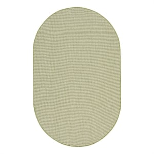 Pemberly Row 5' x 8' Oval Ivory Green Fabric Modern Area Rug (8' Oval)