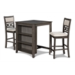 Pemberly Row Contemporary Solid Wood Counter Table W/2 Chairs in Gray