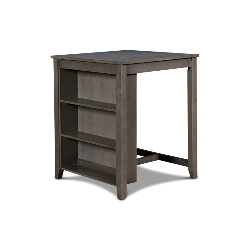 Pemberly Row Contemporary Solid Wood Counter Table W/2 Chairs in Gray