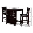 Pemberly Row Solid Wood Counter Table W/2 Chairs in Ebony Black