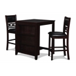 Pemberly Row Solid Wood Counter Table W/2 Chairs in Ebony Black