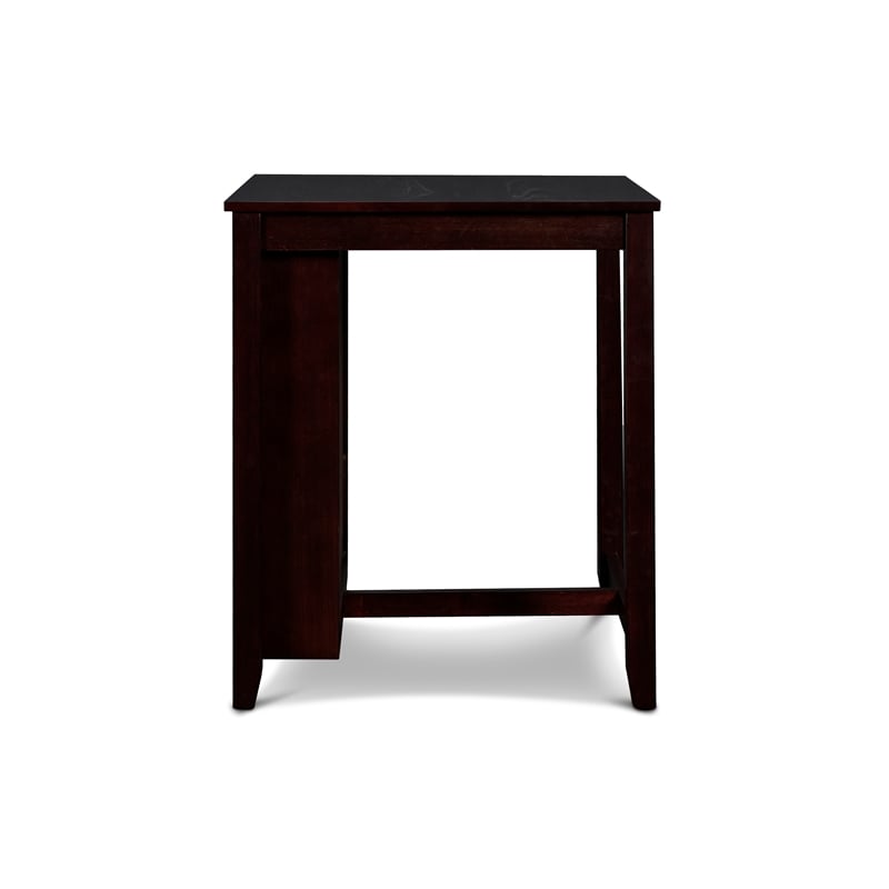 Pemberly Row Solid Wood Counter Table W/2 Chairs in Ebony Black