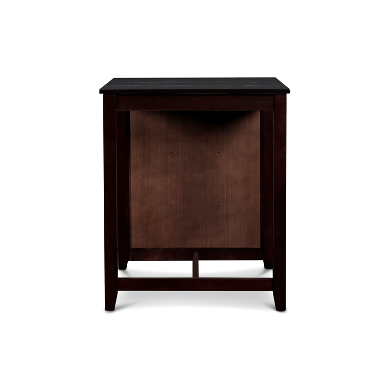 Pemberly Row Solid Wood Counter Table W/2 Chairs in Ebony Black