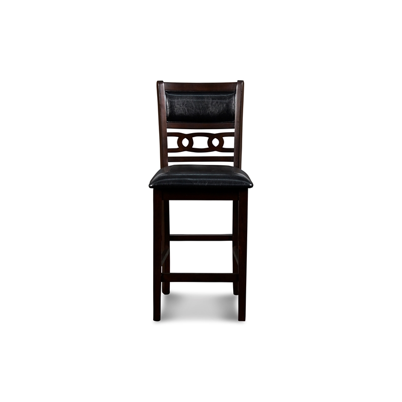 Pemberly Row Solid Wood Counter Table W/2 Chairs in Ebony Black