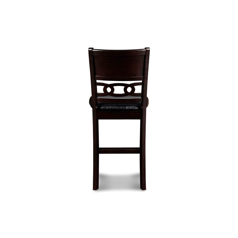Pemberly Row Solid Wood Counter Table W/2 Chairs in Ebony Black