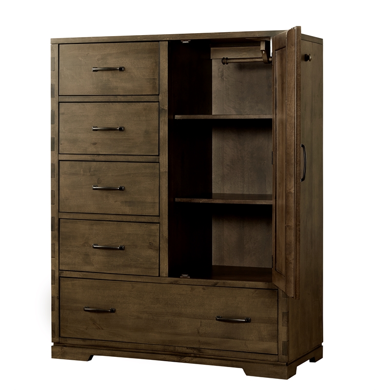 Pemberly Row Dovetail Contemporary Wood Chifferobe in Graphite Gray