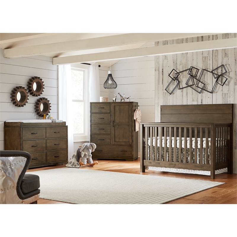 Pemberly Row Dovetail Contemporary Wood Chifferobe in Graphite Gray