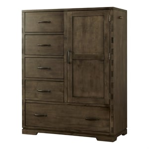Pemberly Row Dovetail Contemporary Wood Chifferobe in Graphite Gray