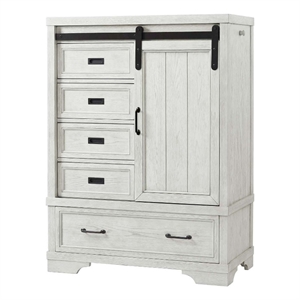Pemberly Row Traditional Wood Chifferobe in White Dove Finish