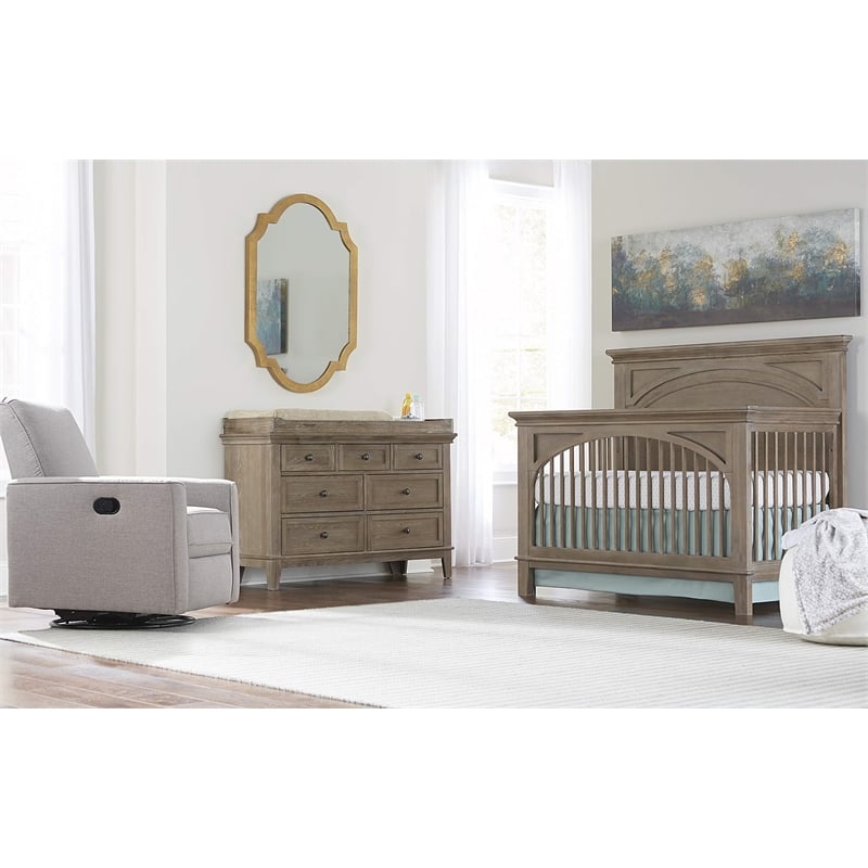 Pemberly Row Traditional Wood Chifferobe in Sandwash Gray Finish