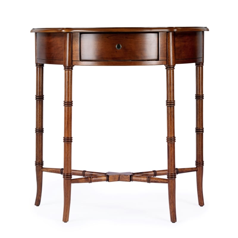 Pemberly Row Contemporary Wood Demilune Console Table-Olive Ash