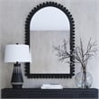 Pemberly Row Contemporary Rectangular Modern Wood Wall Mirror in Black