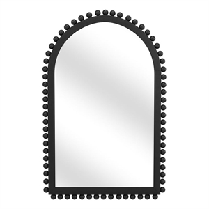 Pemberly Row Contemporary Rectangular Modern Wood Wall Mirror in Black