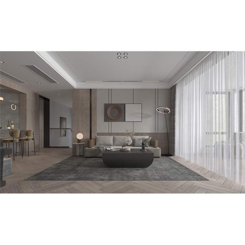 Pemberly Row Contemporary Stainless Steel Coffee Table in Black