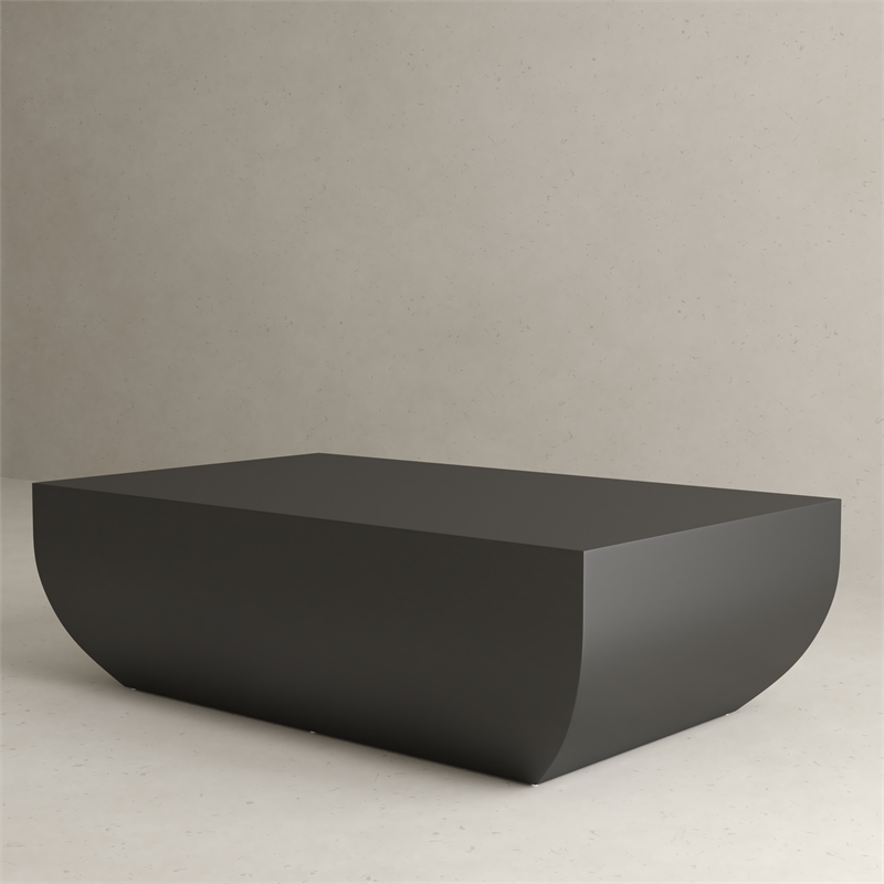 Pemberly Row Contemporary Stainless Steel Coffee Table in Black