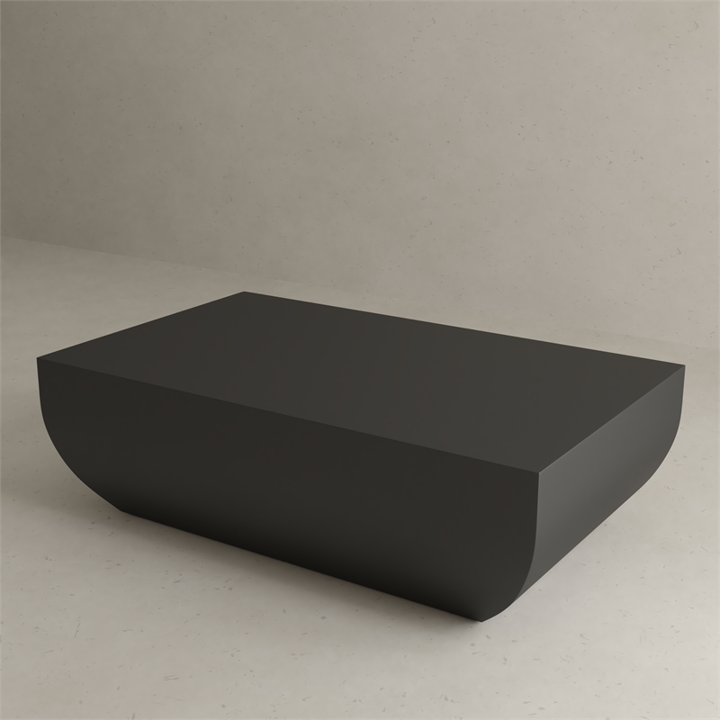 Pemberly Row Contemporary Stainless Steel Coffee Table in Black