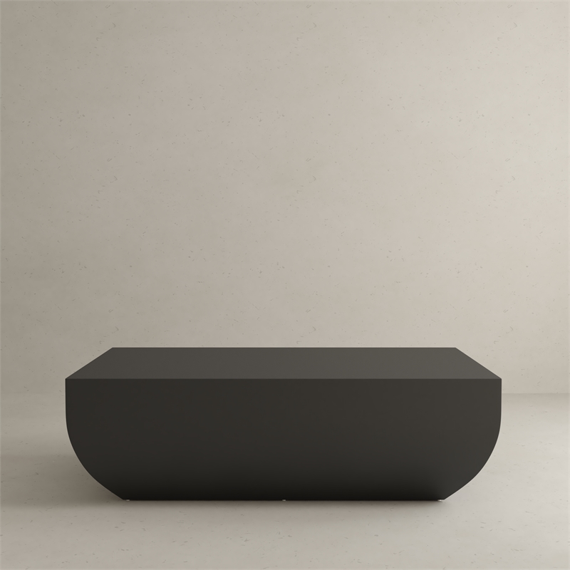 Pemberly Row Contemporary Stainless Steel Coffee Table in Black