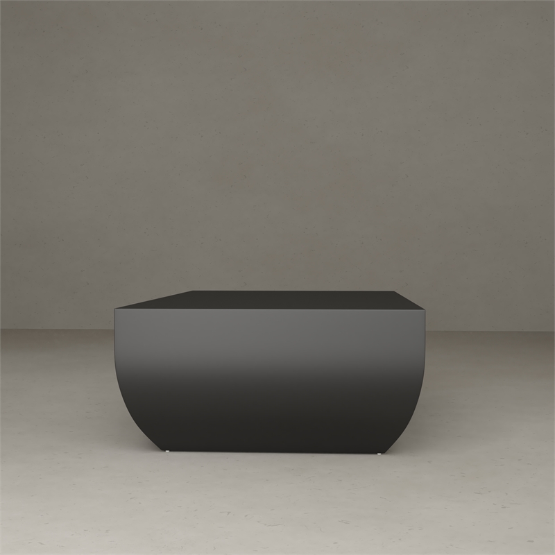 Pemberly Row Contemporary Stainless Steel Coffee Table in Black