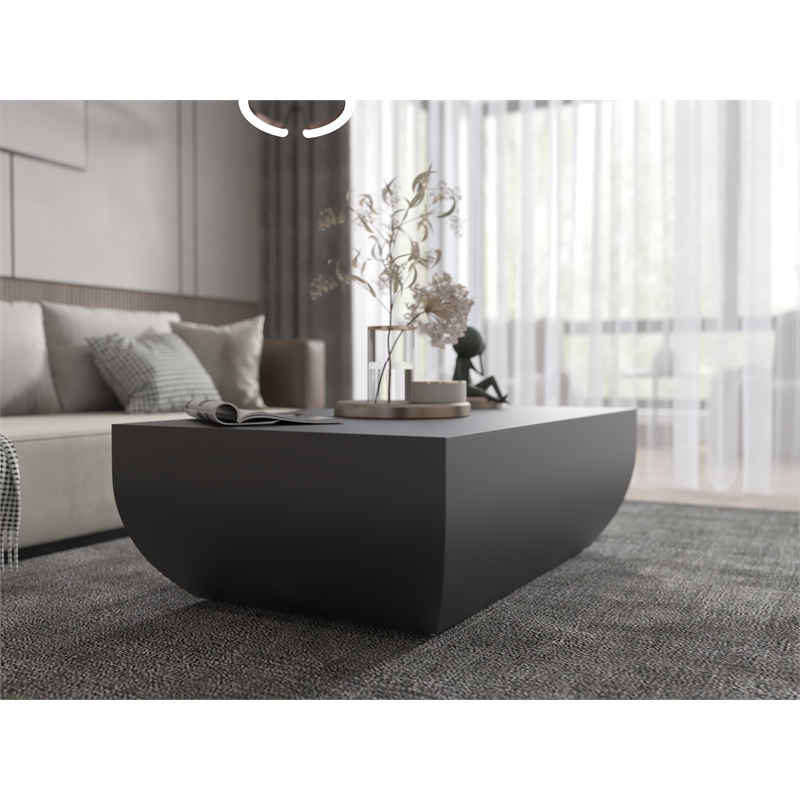 Pemberly Row Contemporary Stainless Steel Coffee Table in Black