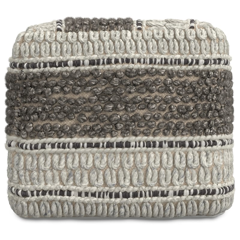 Pemberly Row Contemporary Square Pouf in Earth Tone Brown Handloom Woven
