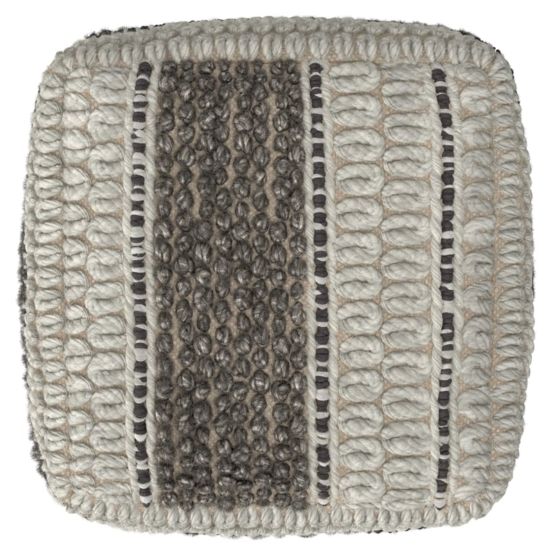 Pemberly Row Contemporary Square Pouf in Earth Tone Brown Handloom Woven