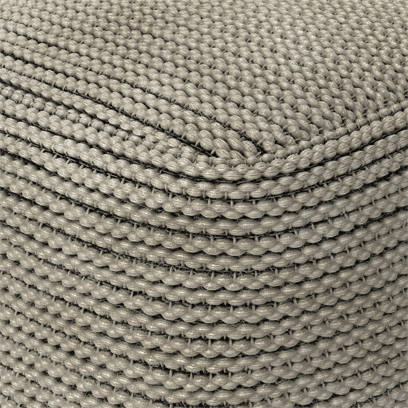 Pemberly Row Contemporary Boho Square Pouf in Cream Polystyrene Filling