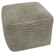 Pemberly Row Contemporary Boho Square Pouf in Cream Polystyrene Filling