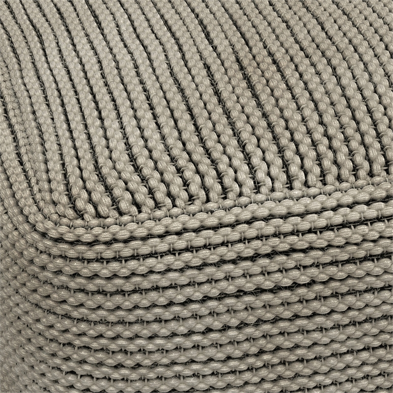 Pemberly Row Contemporary Boho Square Pouf in Cream Polystyrene Filling