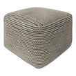 Pemberly Row Contemporary Boho Square Pouf in Cream Polystyrene Filling