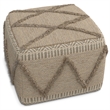Pemberly Row Boho Square Pouf in Brown Handloom Woven Pattern