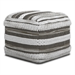 Pemberly Row Boho Square Pouf in Natural and Taupe Gray Handloom Woven Pattern