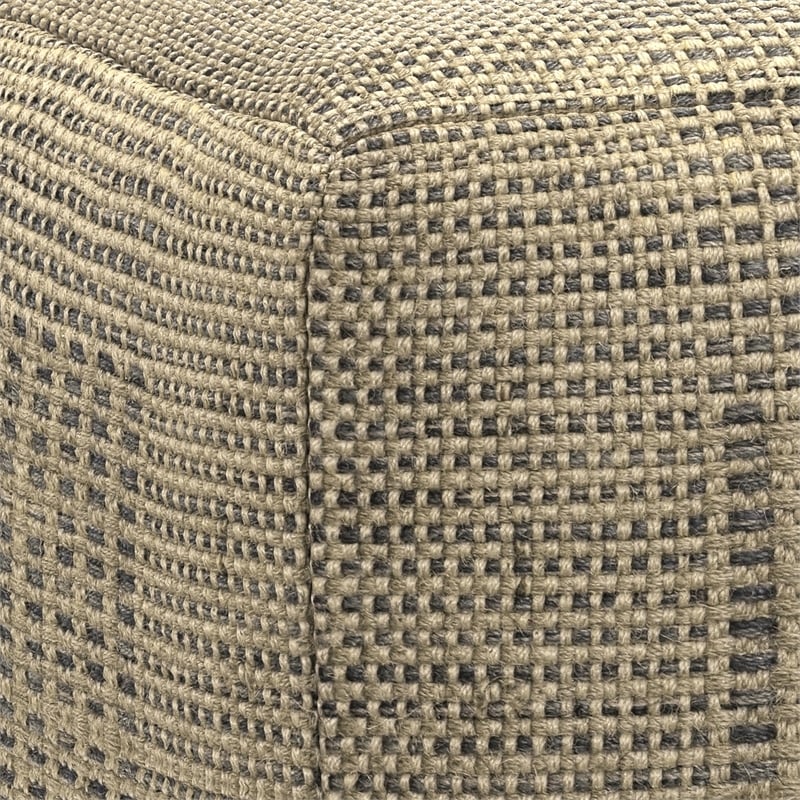 Pemberly Row Contemporary Square Square Woven Pouf in Natural