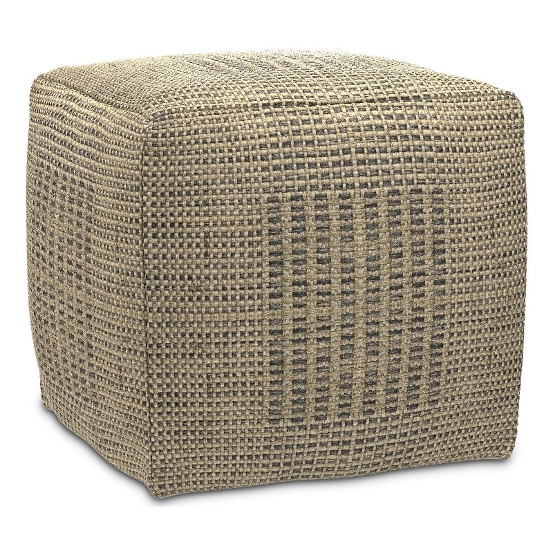 Pemberly Row Contemporary Square Square Woven Pouf in Natural