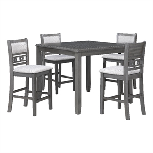 Pemberly Row Contemporary 5-Piece Transitional Wood Counter Set in Gray