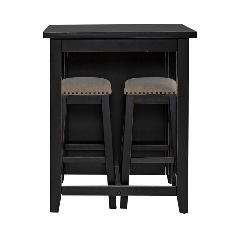 Pemberly Row Modern Transitional Wood 3 Piece Counter Set in Black