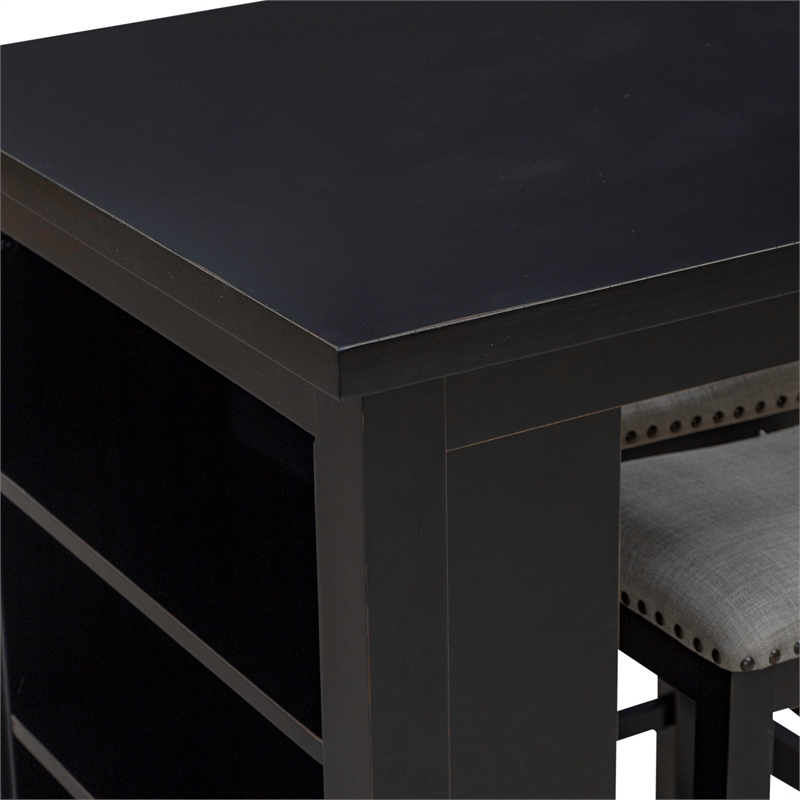 Pemberly Row Modern Transitional Wood 3 Piece Counter Set in Black